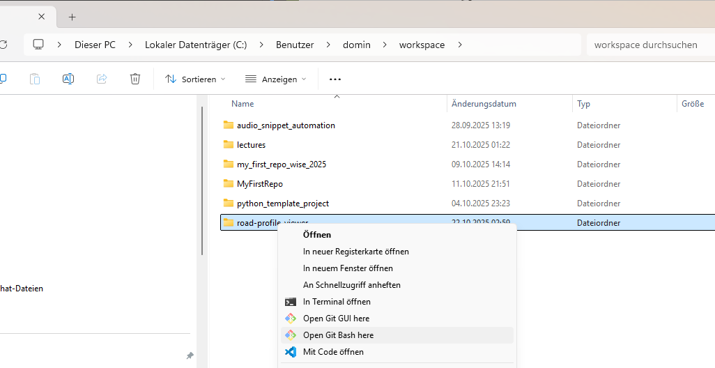 Opening Git Bash from repository folder